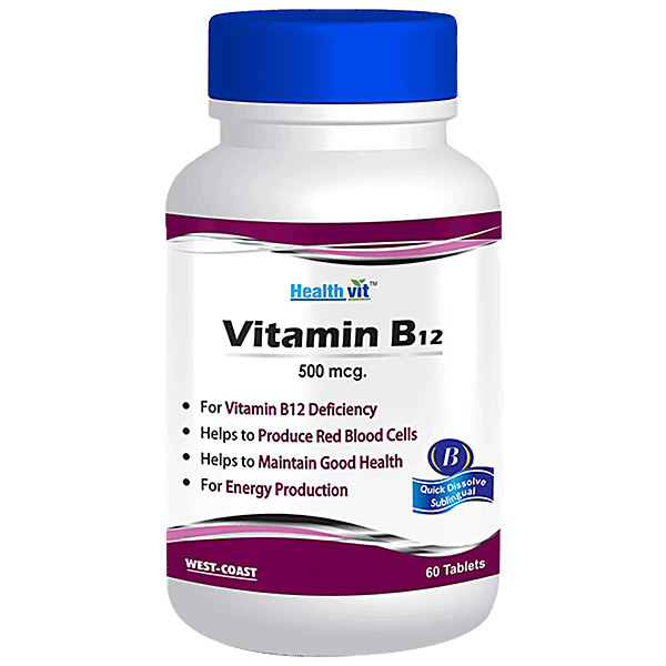 Buy Healthvit Health Supplement Vitamin B12 Tablets, 500 mcg Online at Best Price of Rs 200