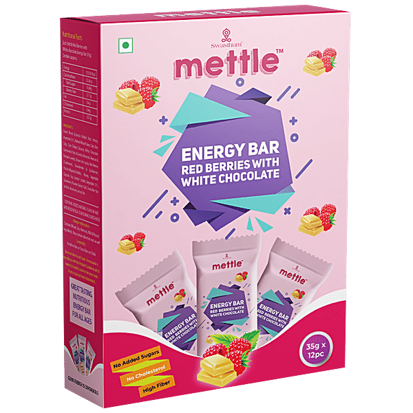 Buy Mettle Energy Bar Red Berries With White Chocolate, No Added