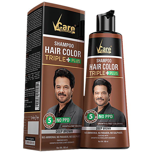 Buy Vcare Shampoo Hair Colour For Colouring In 5 Minutes, Deep Brown