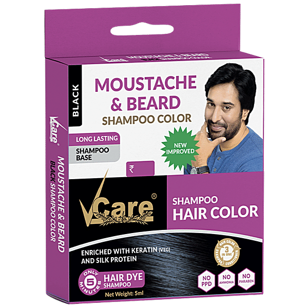 Buy Vcare Moustache & Beard Dye Shampoo Colours in 5 Mins Online at Best Price of Rs 25