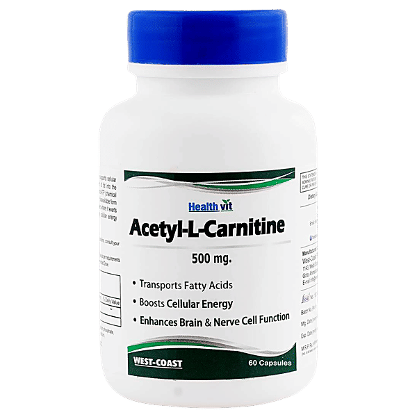 Buy Healthvit AcetylLCarnitine 500 mg Capsules For Muscle, Heart