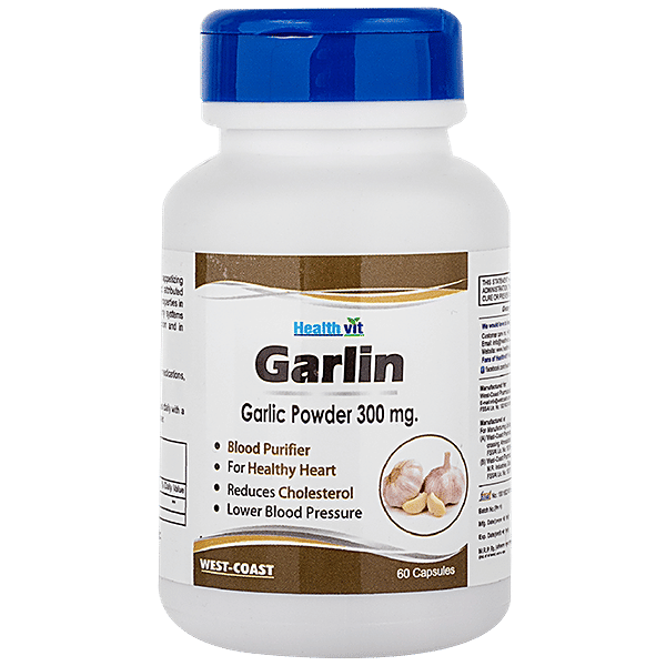 Buy Healthvit Garlin Garlic Powder 300 mg Capsules For Cholesterol