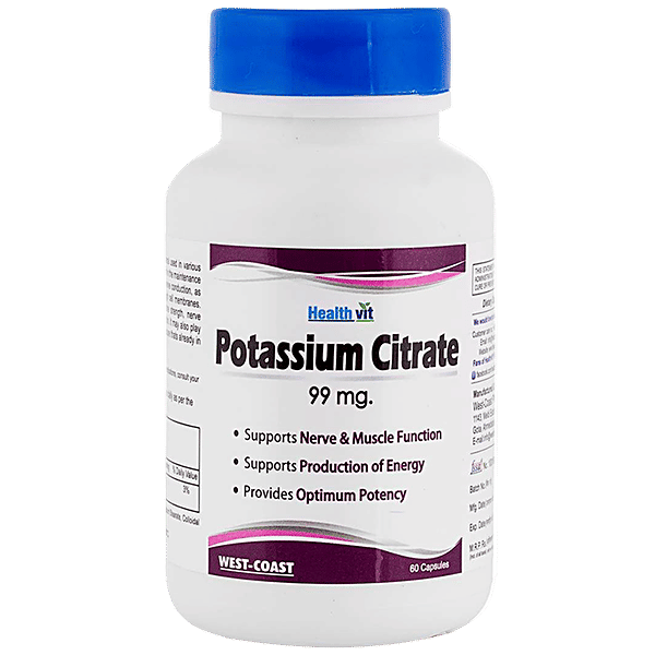 Buy Healthvit Potassium Citrate 99 mg Capsules Supports Production Of Energy Online at Best