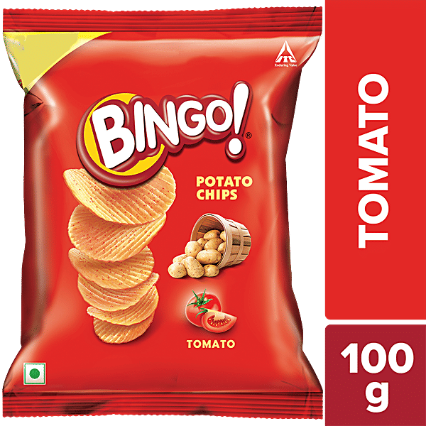 Buy Bingo Potato Chips Tomato Flavour, Crispy, Tangy, Pack For Snacks