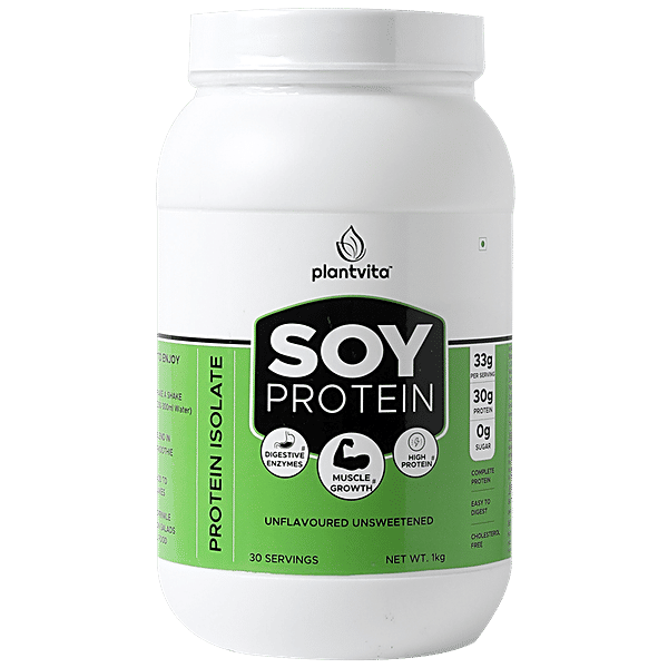 Buy PlantVita Soy Protein Powder Unflavoured, Unsweetened, For Muscle