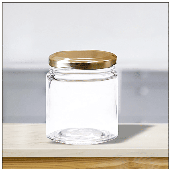 Buy Yera Glass Jar/Container With Golden Metal Lid Dishwasher Safe