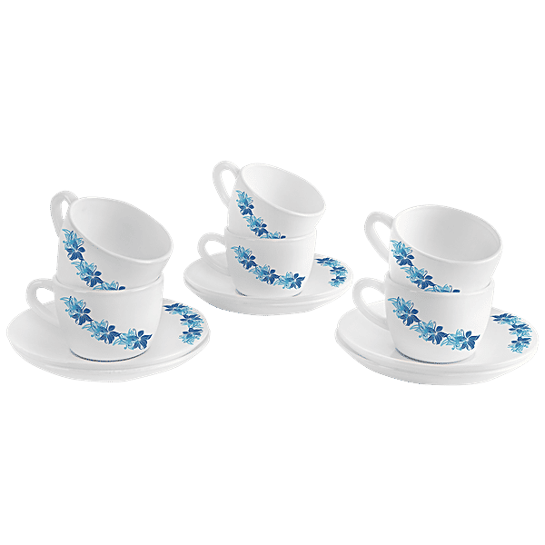 Buy Cello Queen Cup & Saucer Regular, Blue Swirl Online at Best Price