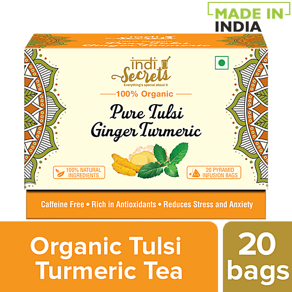 Buy indiSecrets Organic Tea Tulsi Ginger & Turmeric Online at Best