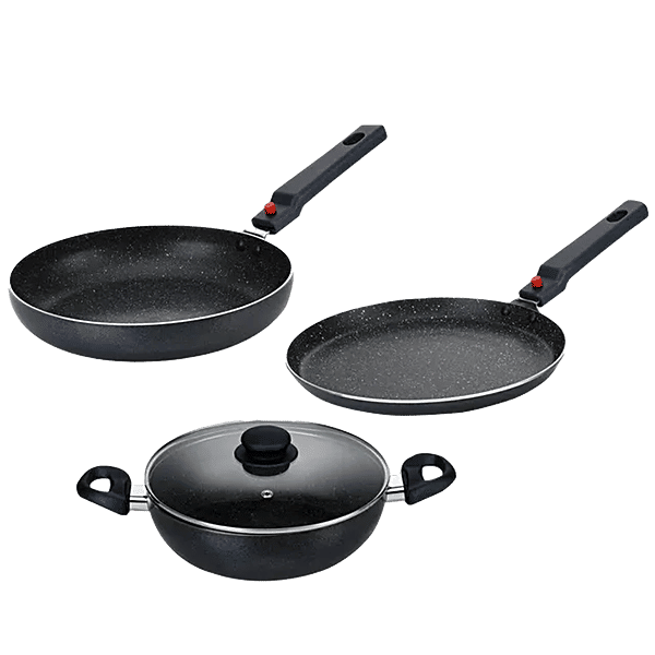 Buy Prestige NonStick Cookware Set With Glass Lid BYK Spatter Finish