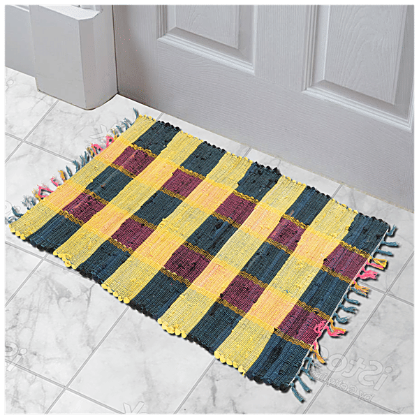 Buy cocotuft Cotton Door/Floor Mats With Frinches, Assorted Colour Online at Best Price of Rs