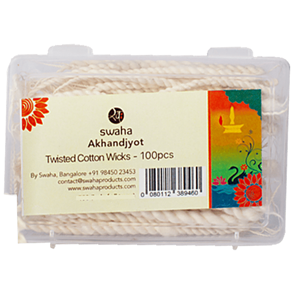 Buy SWAHA Akhand Jyot Twisted Cotton Wicks Made up Of Soft, Pure