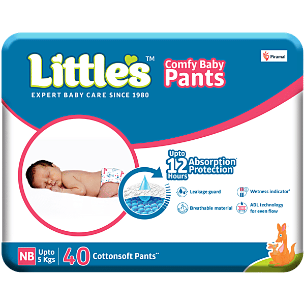 Buy Littles Baby Diaper Pants NB, With Wetness Indicator & 12 Hours Absorption Online at Best