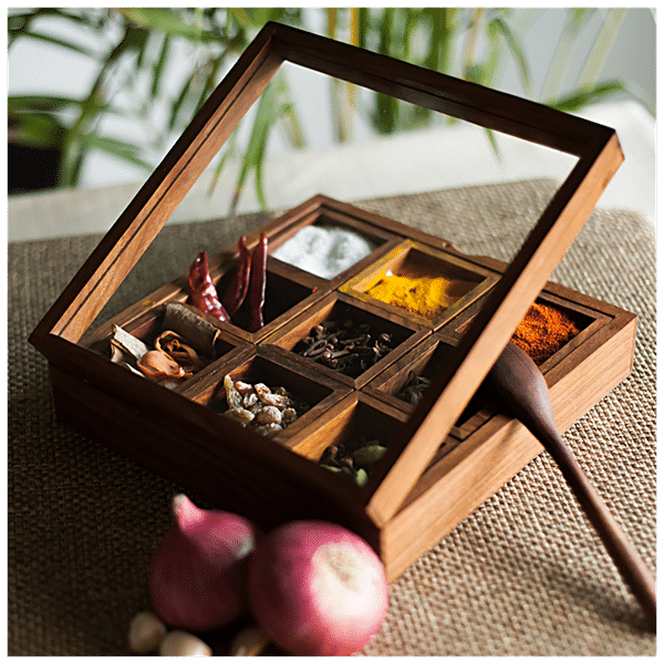 Buy ExclusiveLane Spice Box - With Container & Spoon, In Sheesham Wood ...