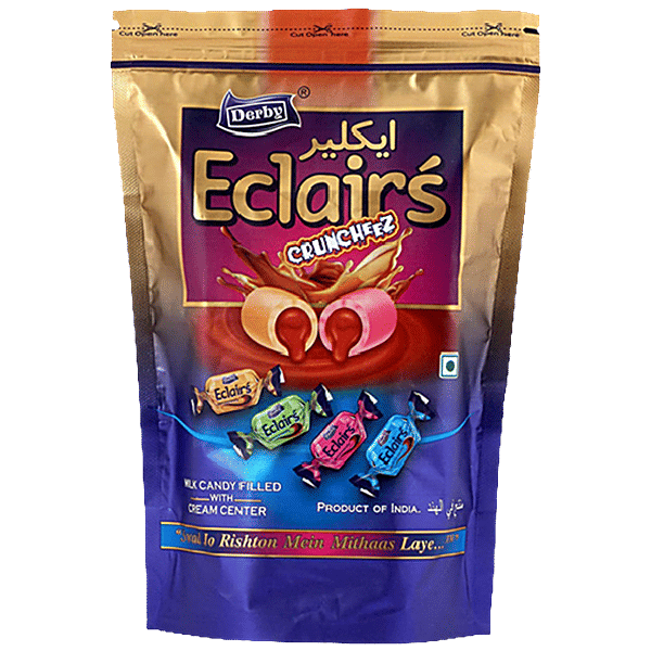 Buy DERBY Eclairs Cruncheez Candy Filled With Cream Centre, Assorted