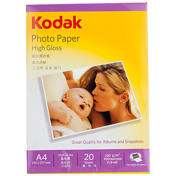 Buy Kodak Premium Glossy A4 Photo Paper 230 GSM Online at Best Price