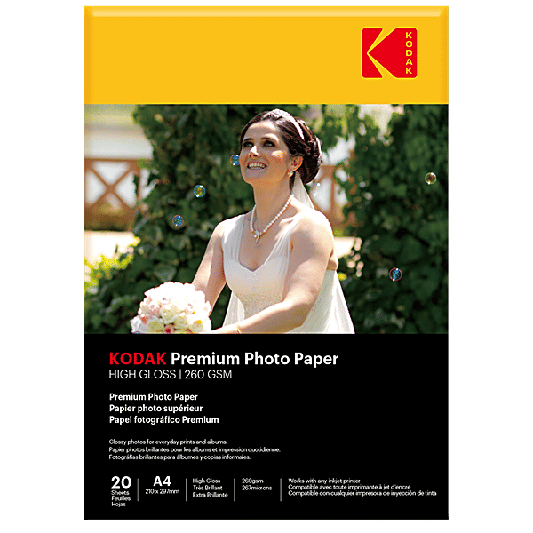 Buy Kodak Premium Glossy A4 Photo Paper 260 GSM Online at Best Price