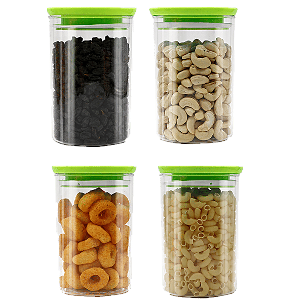 Buy Floraware Airtight Stackable Plastic Storage Jar Keeps Food Fresh, Green Online at Best