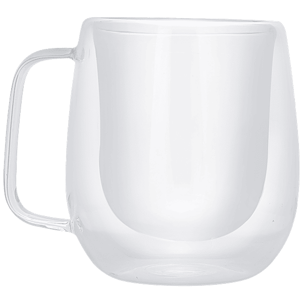 Buy DP Double Wall Glass Coffee/ Tea Mug Borosilicate, Dishwasher & Microwave Safe Online at