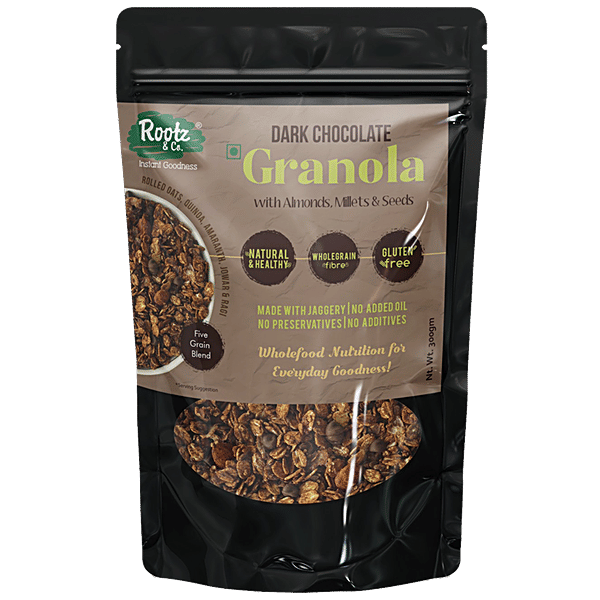 Buy ROOTZ & CO. Dark Chocolate Granola 47 Whole Grain & Jaggery, No Preservatives Online at