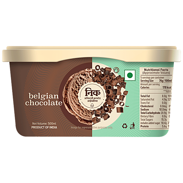 Buy NIC Belgian Chocolate Ice Cream Zero Cholesterol & Vegetarian
