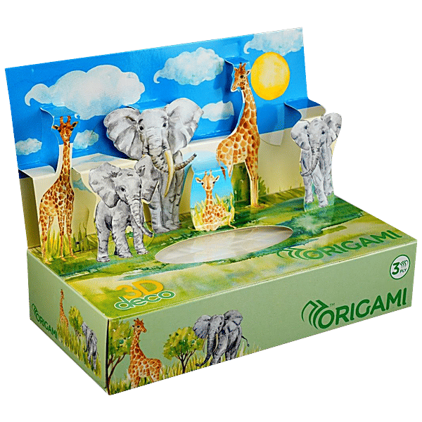 Buy Origami 3 D Themed Pop Up Face Tissue Box 3 Ply, Highly Absorbent