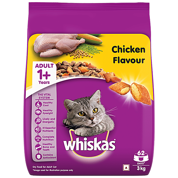 Buy Whiskas Dry Cat Food For Adult Cats Chicken Flavour, 1+ Years, Online at Best Price of Rs