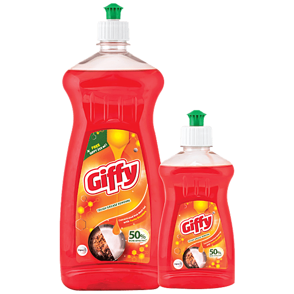 Buy Giffy Dishwash Liquid Gel With Turbo Booster Concentrated, Tough Grease Removal, 50 More