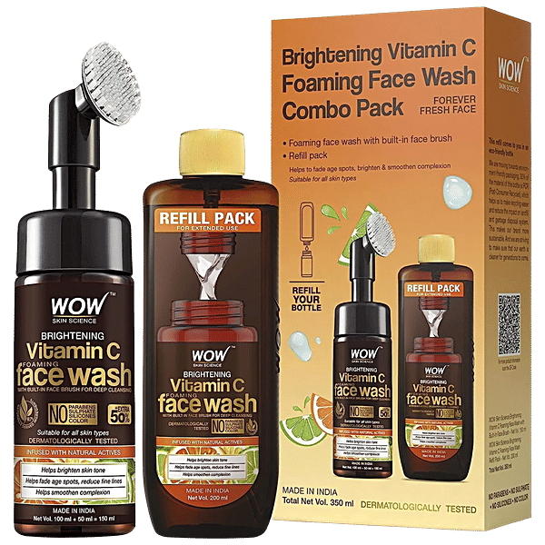 Buy Wow Skin Science Vitamin C Foaming Face Wash Combo Pack With Built