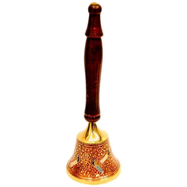 Buy Decan Brass Mandir Bell With Wooden Handle Elegant, Premium