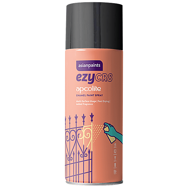 Buy Asian Paints EzyCR8 Apcolite Enamel Paint Spray Black, Fast
