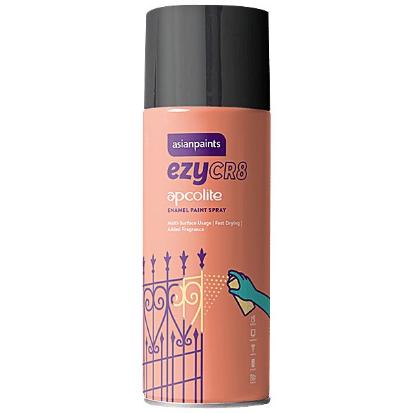 Buy Asian Paints EzyCR8 Apcolite Enamel Paint Spray Black, Fast