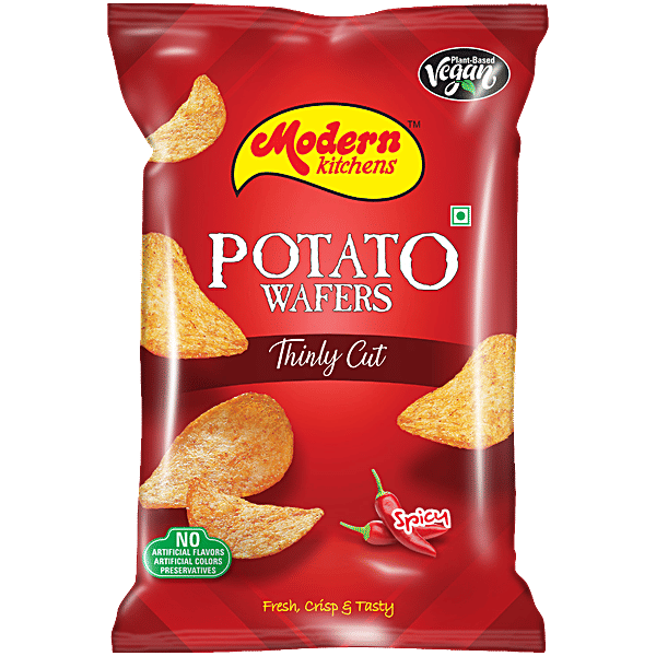Buy Modern Kitchens Potato Wafers Spicy, Fresh, Crispy, Zero Trans