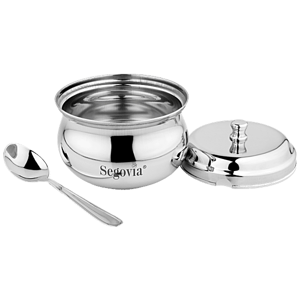 Buy Segovia Stainless Steel Ghee/Oil Pot With Lid & Spoon Rustproof