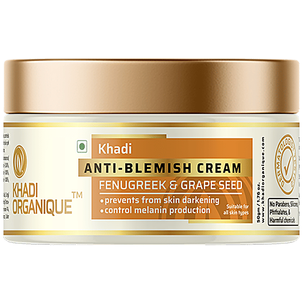 Buy Khadi Organique Anti Blemish Cream Fenugreek & Grapeseed Extract, Prevents Skin Darkening