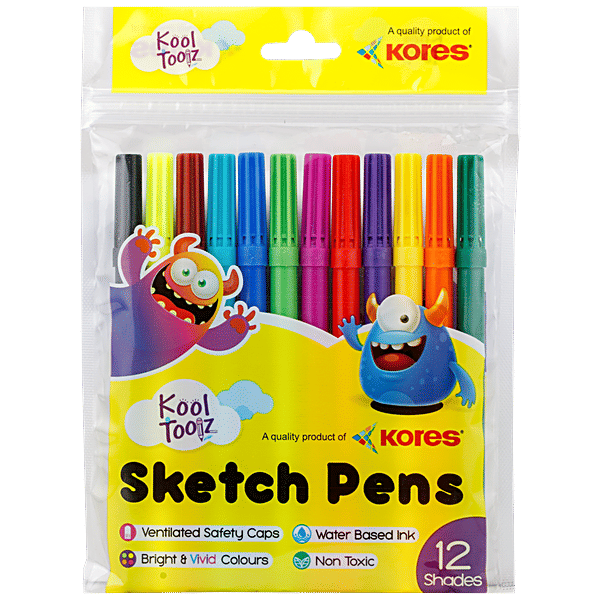 Buy Kores Sketch Pens Regular 12 Shades, NonToxic, Assorted Colours Online at Best Price of