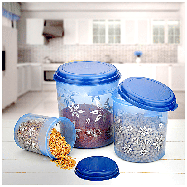 Buy Asian Stylo Storage Containers Set Plastic, Blue, High Quality