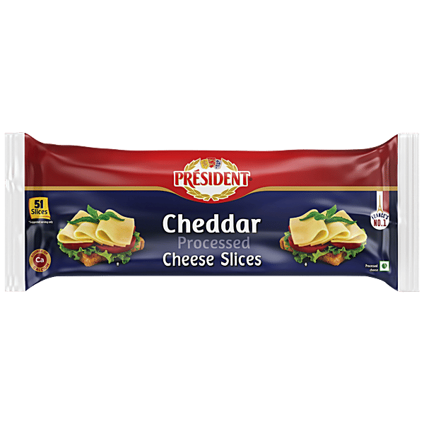 Buy PRESIDENT Cheddar Cheese Slice Processed, Source Of Calcium