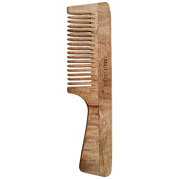 Buy MAJESTIQUE Wooden Hair Comb With Handle AntiStatic, For Curly