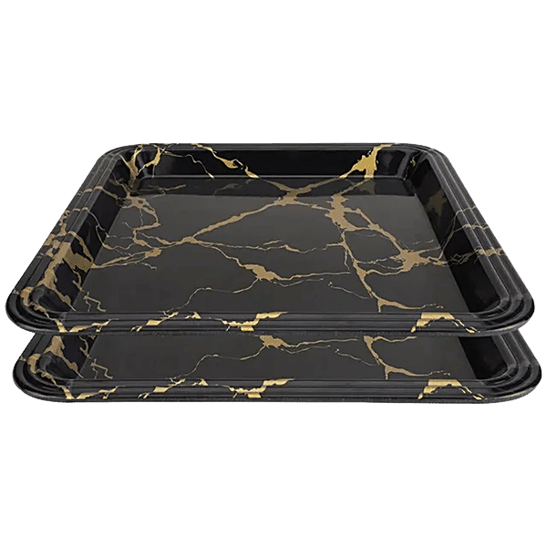 Buy DP Square Serving Tray Black Marble, Melamine Online at Best