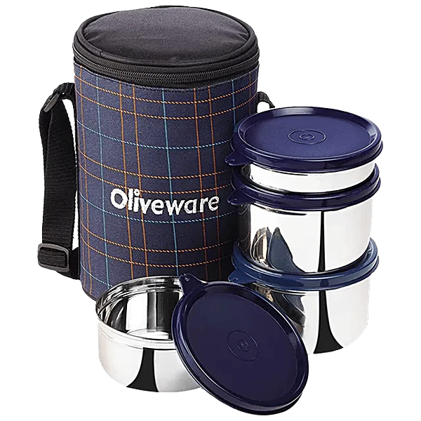 Buy Oliveware Mega Lunch Box Stainless Steel Containers, Plastic Lid