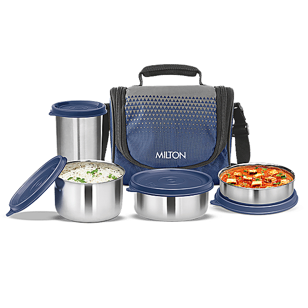 Buy Milton Tasty Lunch Box, 3 Stainless Steel Containers (200 ml, 320 ml, 500 ml) With Jacket