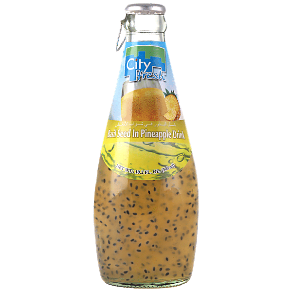 Buy City Fresh Basil Seed Pineapple Flavour Drink Refreshing, Rich In Antioxidants Online at