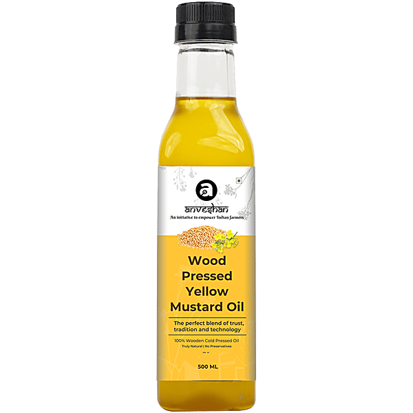 Buy Anveshan Wood Cold Pressed Kachi Ghani Yellow Mustard Cooking Oil