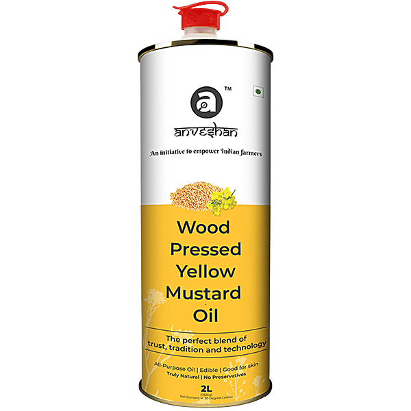 Buy Anveshan Wood Cold Pressed Kachi Ghani Yellow Mustard Cooking Oil