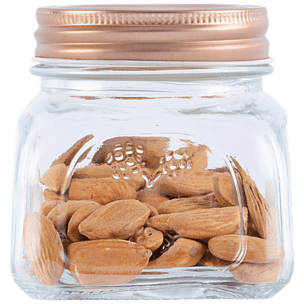 Buy White Gold Glass Jar With Copper Colour Lid 100 Food Grade