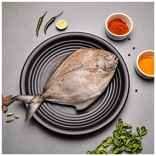 Buy fresho! Black Pomfret Whole & Uncleaned, Great Source Of Calcium