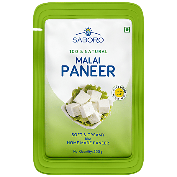 Buy SABORO Malai Paneer Fresh Cottage Cheese, Soft & Creamy Online at