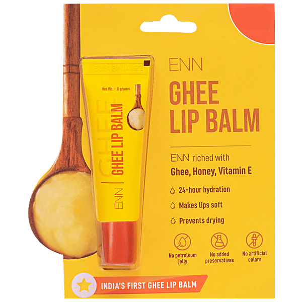 Buy ENN Ghee Lip Balm With Honey & Vitamin E, 24 Hours Hydration, For