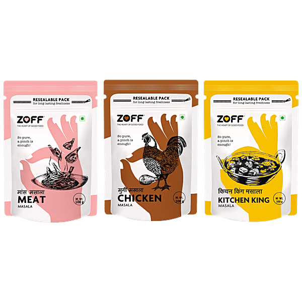 Buy Zoff Combo Chicken Masala, Meat Masala, Kitchen King Masala