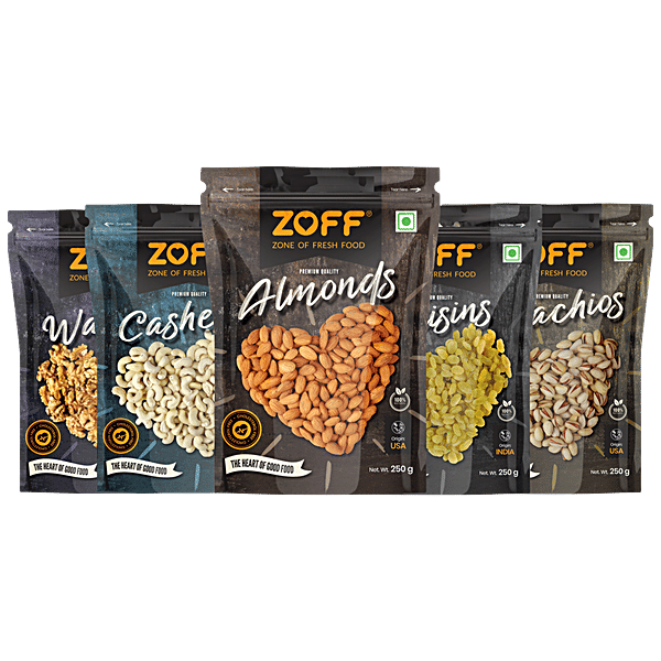 Buy Zoff Dry Fruit Combo Walnuts, Cashews, Almonds, Raisins
